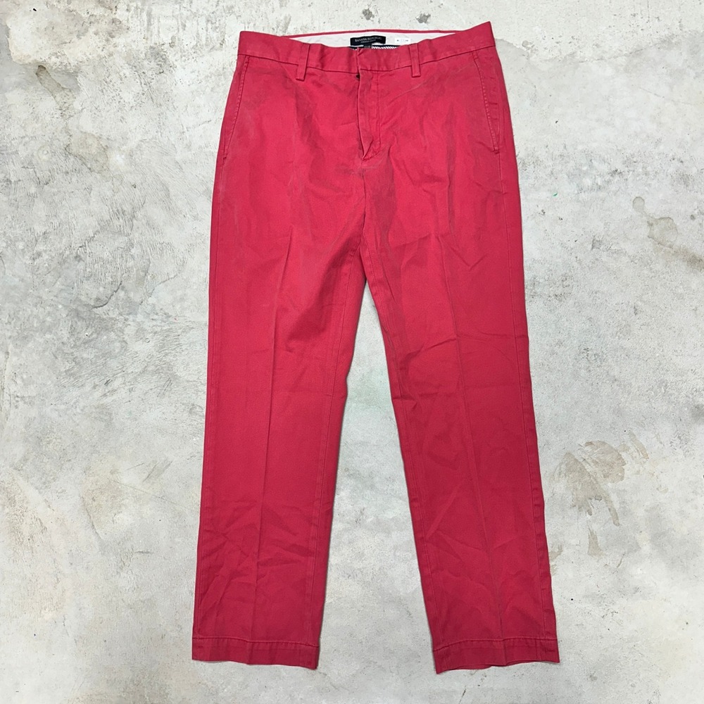 Banana Republic Emerson Chino Pants Red Cotton Mens 32x30 Flat Front Classic Fit
